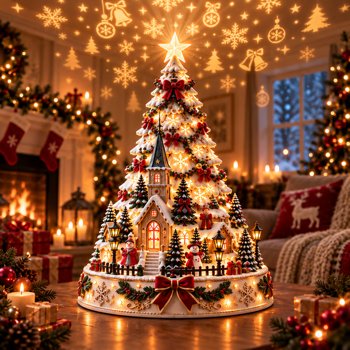 💯 Last day 49% OFF - 🎄Christmas Village Projection Centerpiece